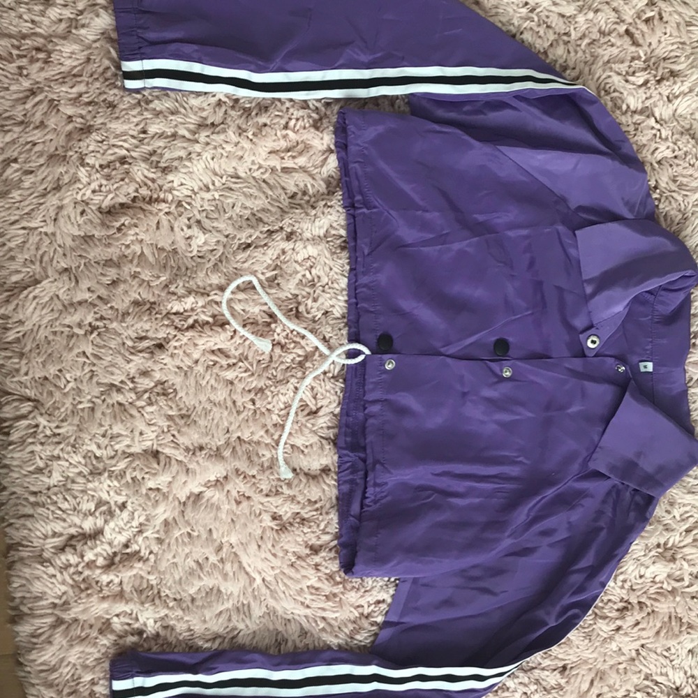 Purple, cropped rain jacket